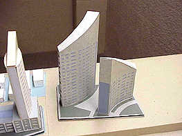 Model of the residential towers of the Detroit Technological Complex.