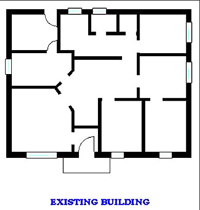 Existing floor plan of the house in Detroit.