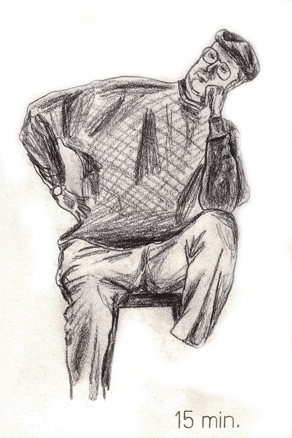 15 minute figure sketch, done in charcoal pencil.