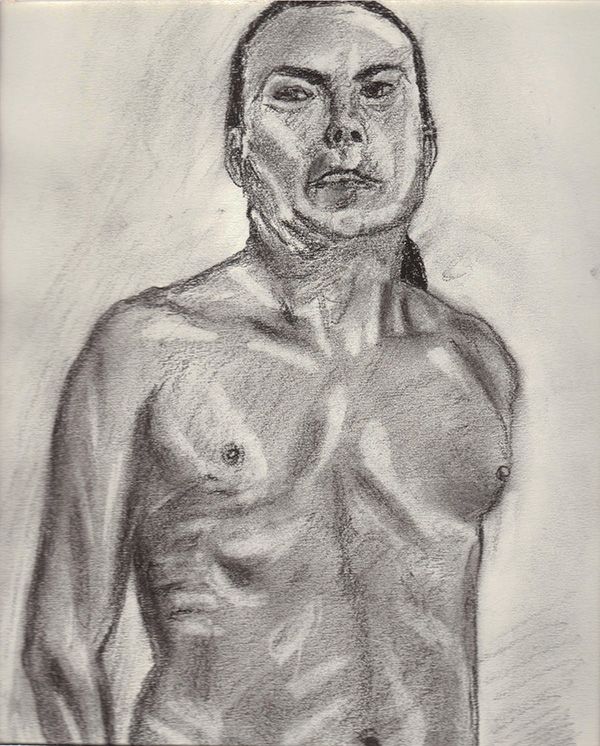 Charcoal pencil figure drawing.
