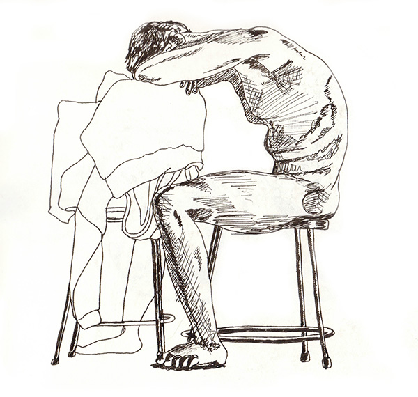 Rapidly drawn sketch done with ink.