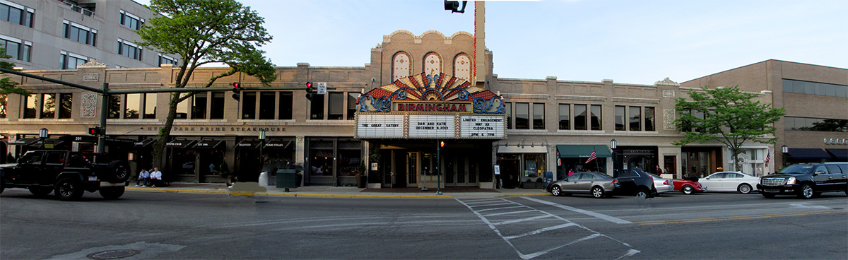 Composite photo of a street scene in Birmingham, Michigan.