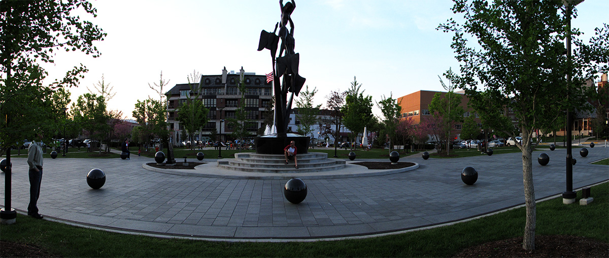 Composite photo of a street scene in Birmingham, Michigan.