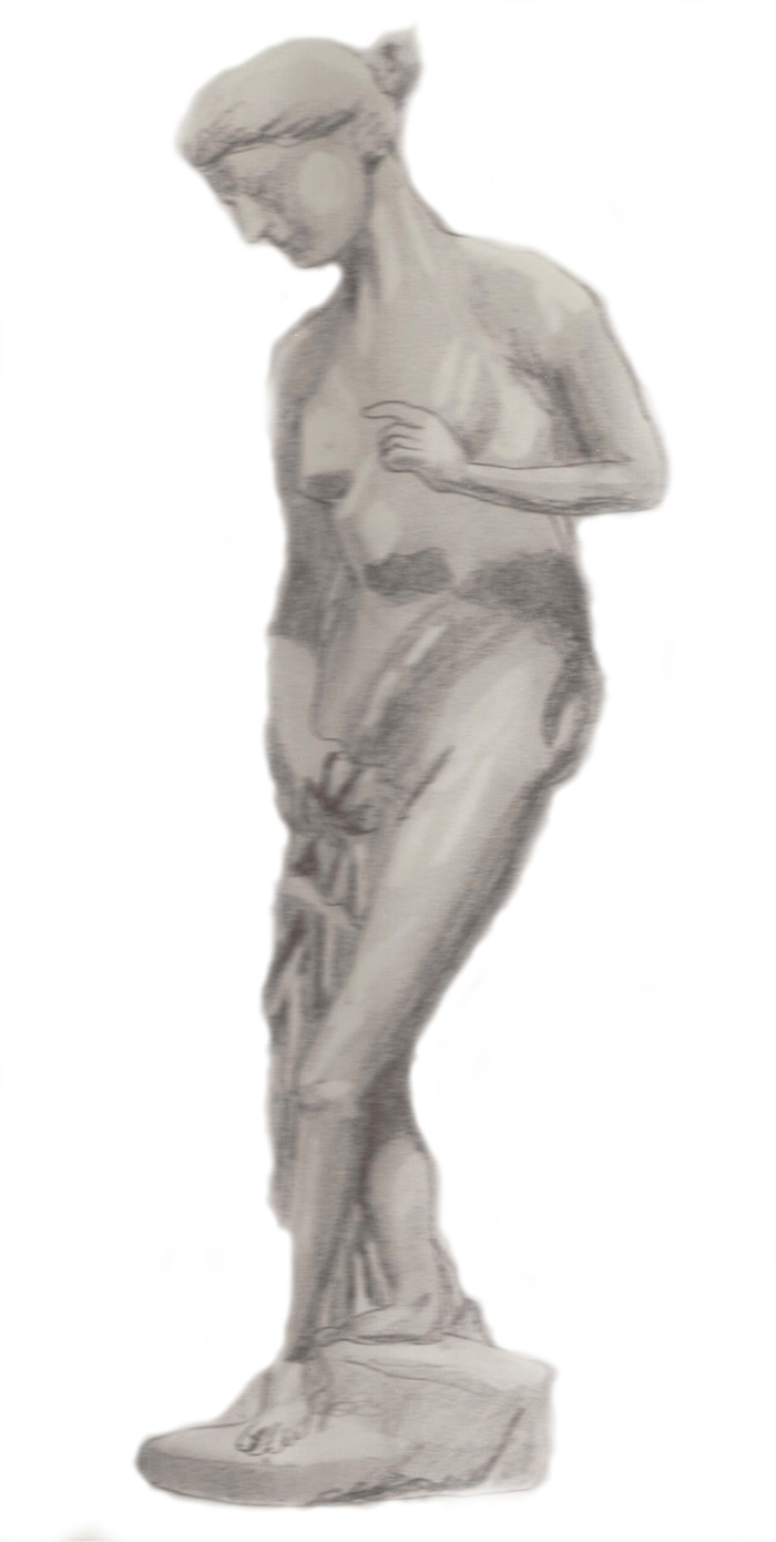 Sketch of a sculpture at the Detroit Institute of Arts.