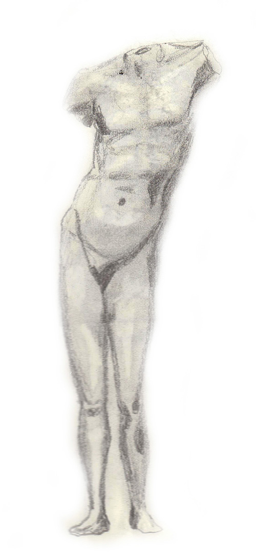 Sketch of a sculpture at the Detroit Institute of Arts.