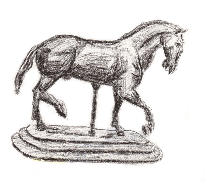 Sketch of a sculpture at the Detroit Institute of Arts.