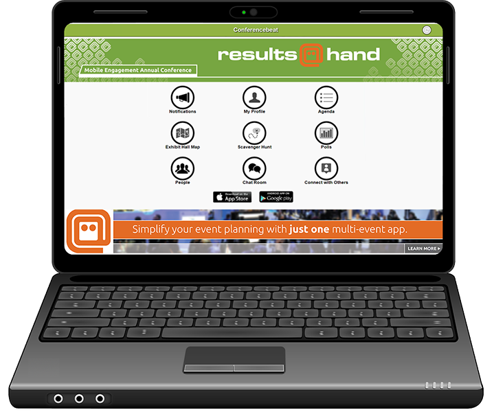 Laptop with the app on the screen.